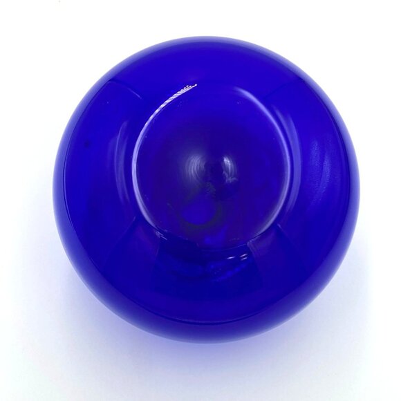 Cobalt Blue Blown Glass Bud Vase Oil Lamp Round Vibrant Bulbous - Picture 5 of 5